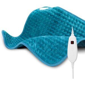 Electric Heating Pad Back Pain Relief Cramps Shoulder Neck 6 Heat Settings Blue